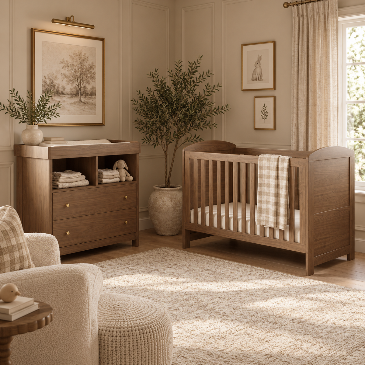 2 Piece Nursery Lullaby Luxe Walnut Bedroom Furniture Set