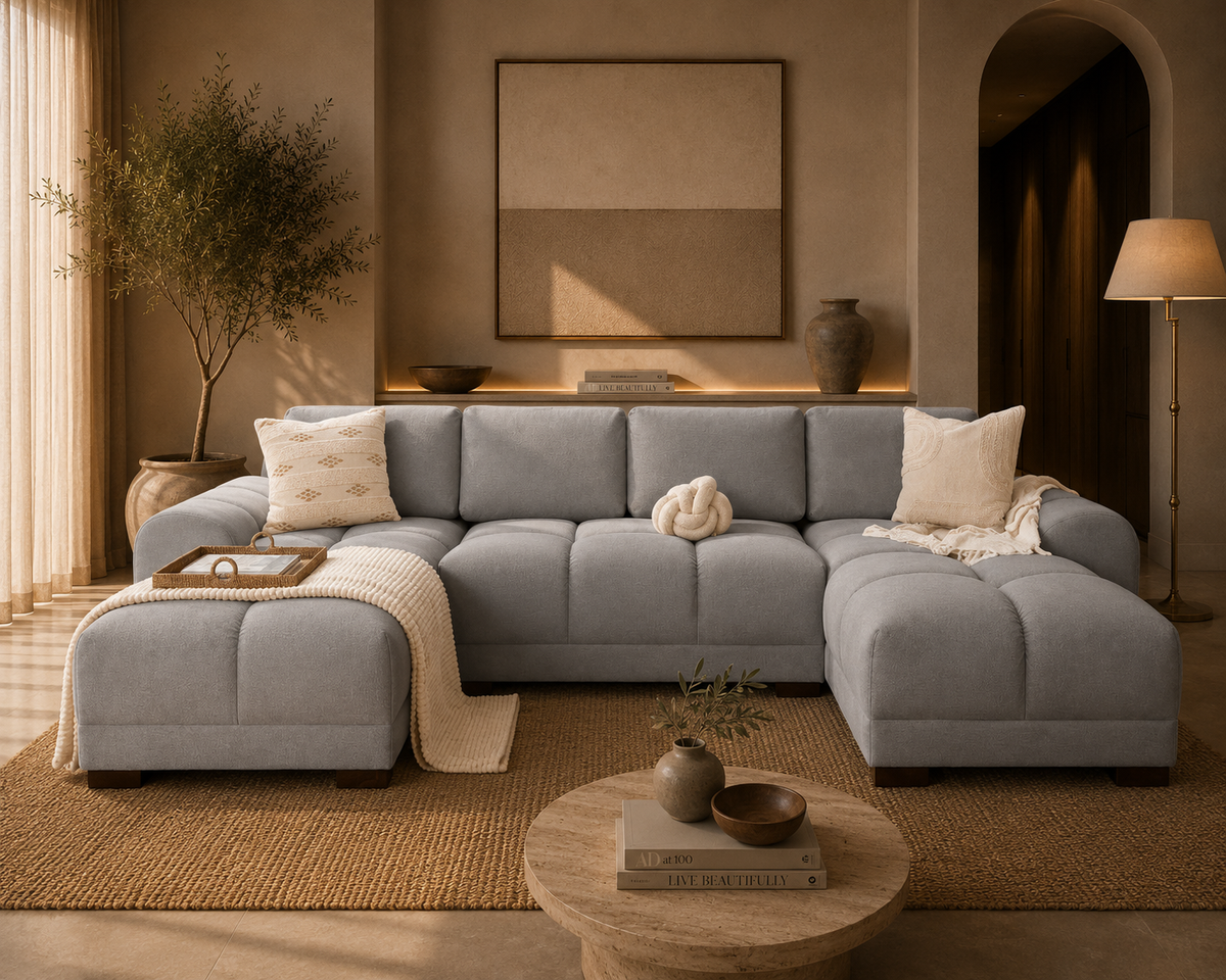 Azzuro Sofa Grey U Shape Corner