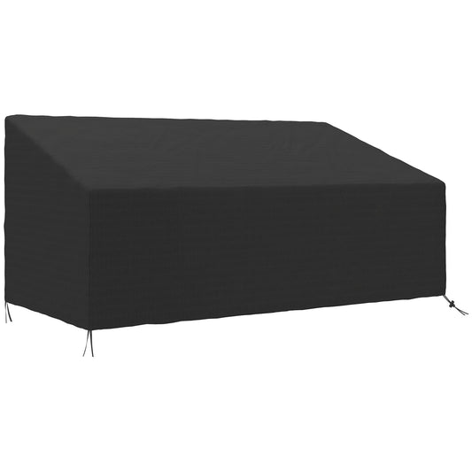 600D Oxford Cloth Furniture Cover, 3 Seater Sofa Protector for Garden Patio, Outdoor, Waterproof, Black, 218 x 111 x 63-101 cm