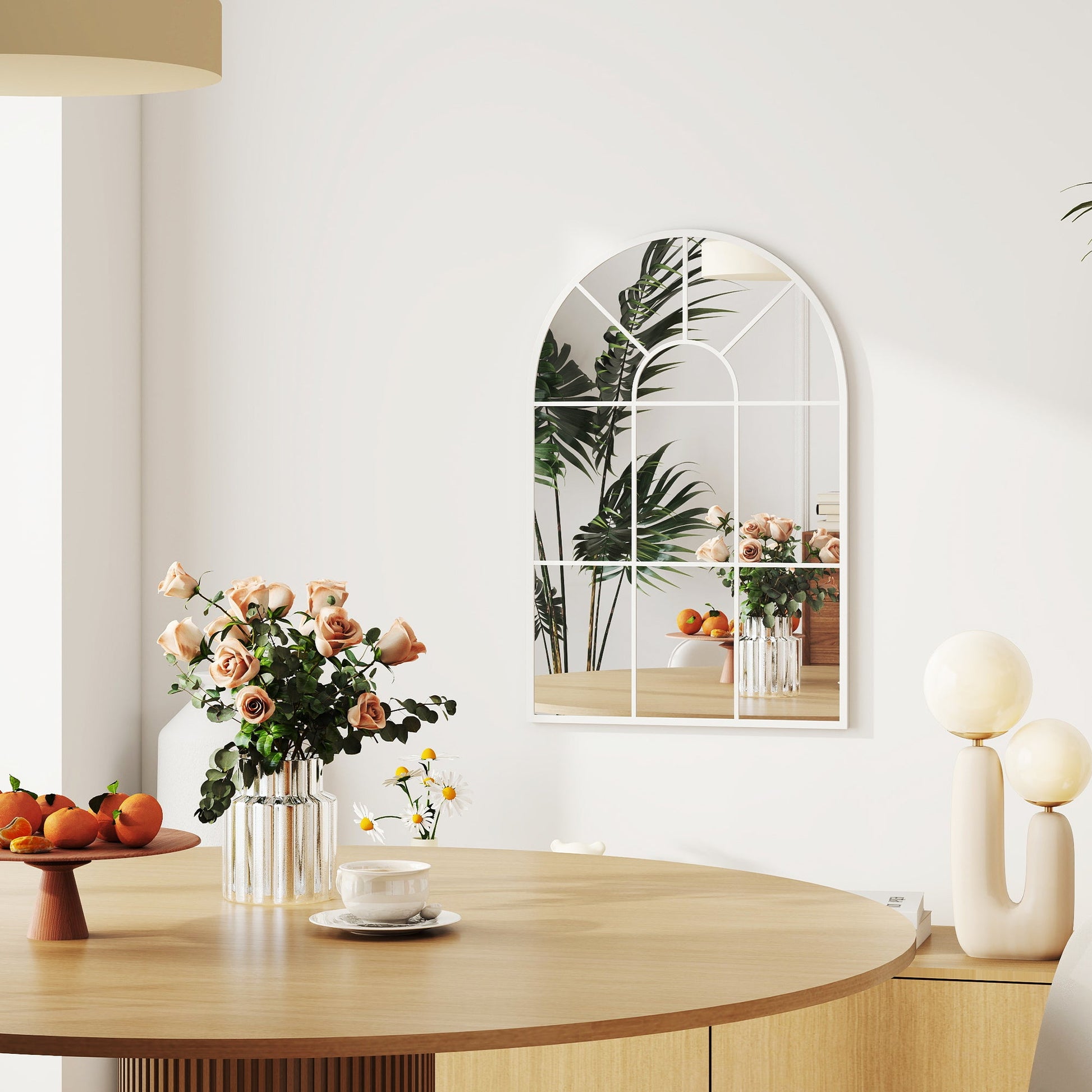 Arched Grid Mirror - White