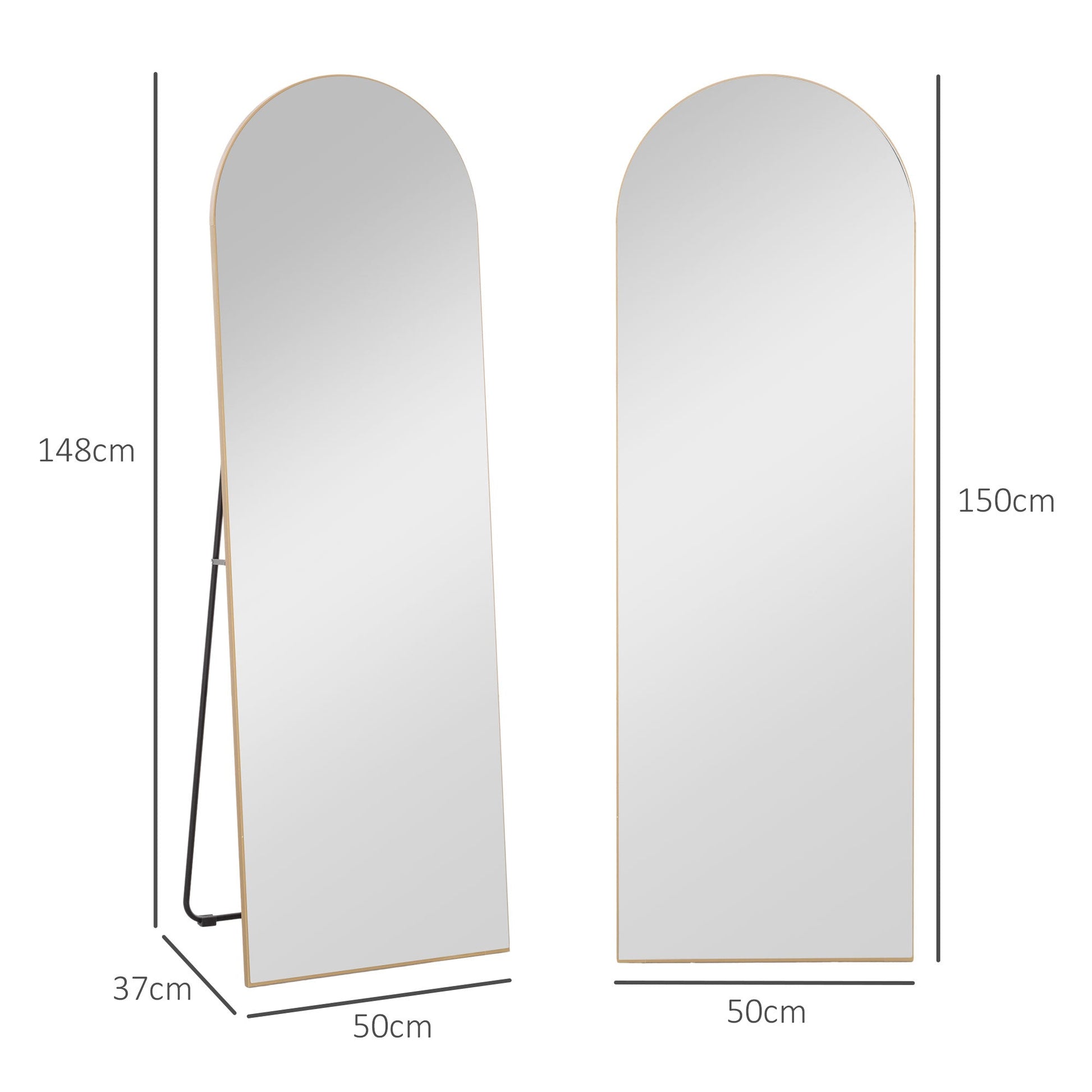 Arched Full Length Mirror - Gold Tone