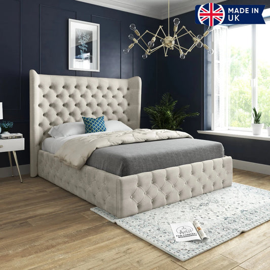 Jacob Wide Winged Upholstered Chesterfield Bed