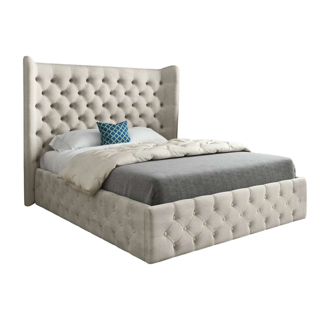 Jacob Wide Winged Upholstered Chesterfield Bed