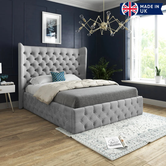 Jacob Wide Winged Upholstered Chesterfield Bed