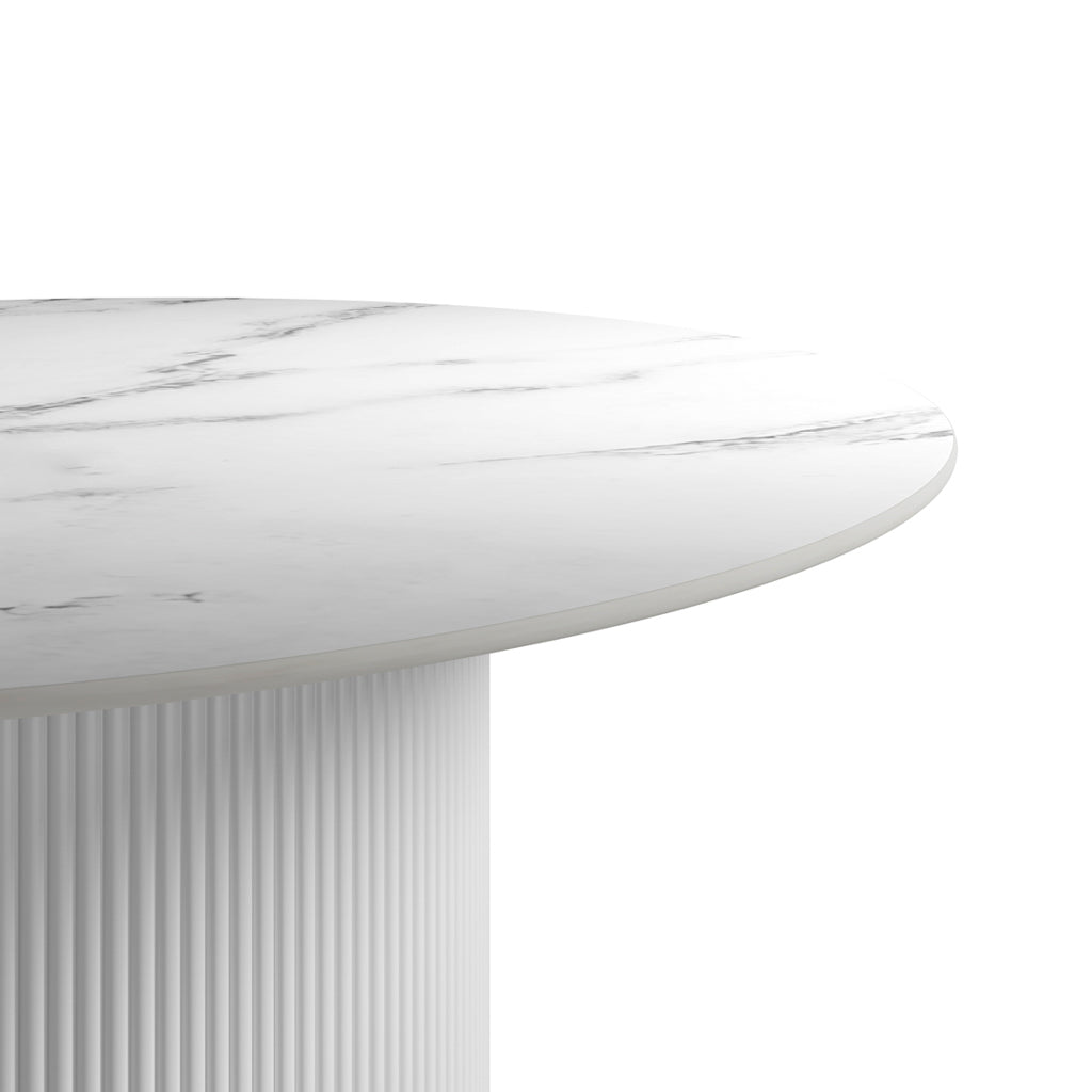 Fellani Stone Top Round Dining Table White 110cm