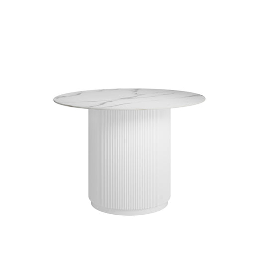 Fellani Stone Top Round Dining Table White 110cm