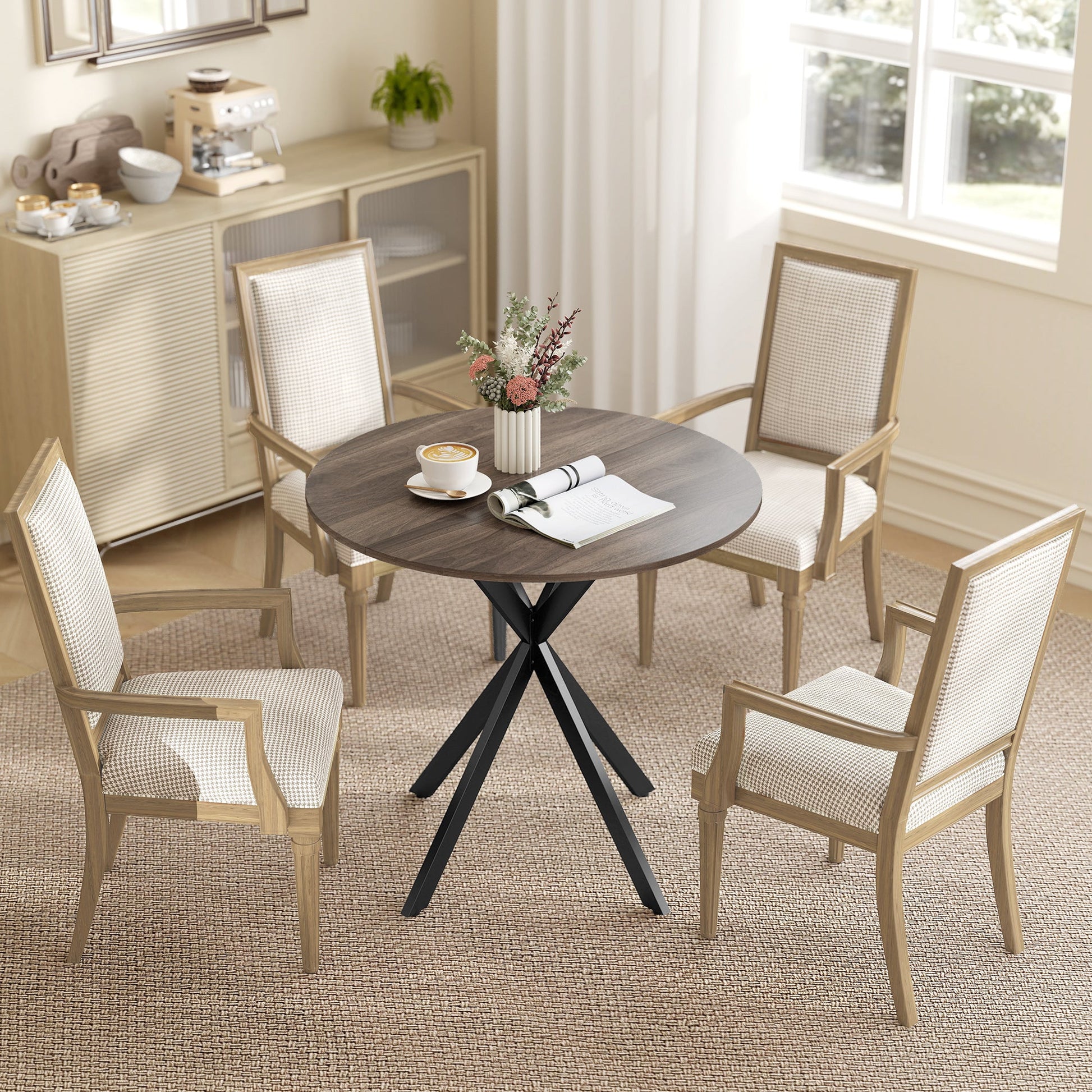 80cm Industrial Round Dining Table - Brown