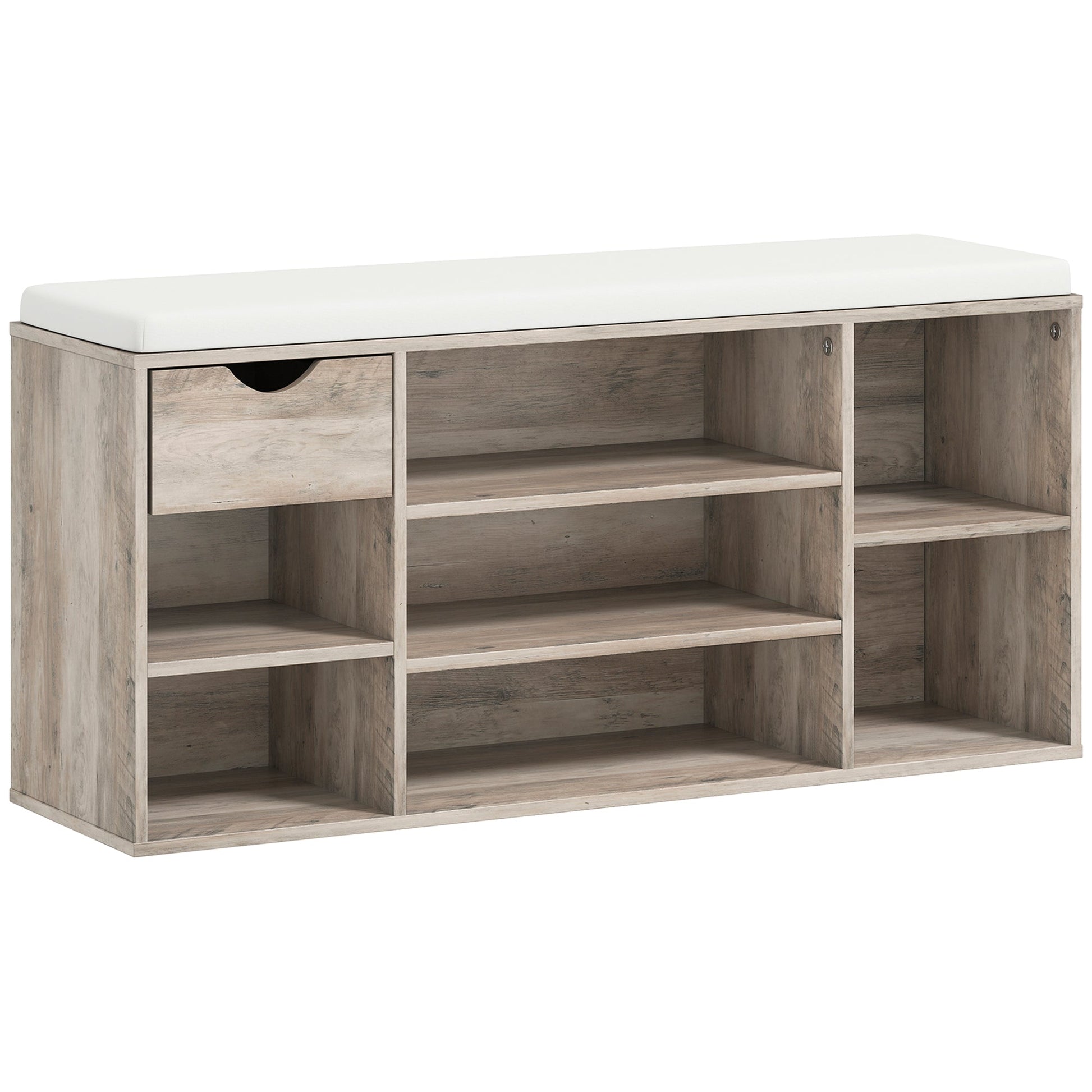 Shoe Storage Bench with Cushion - Grey