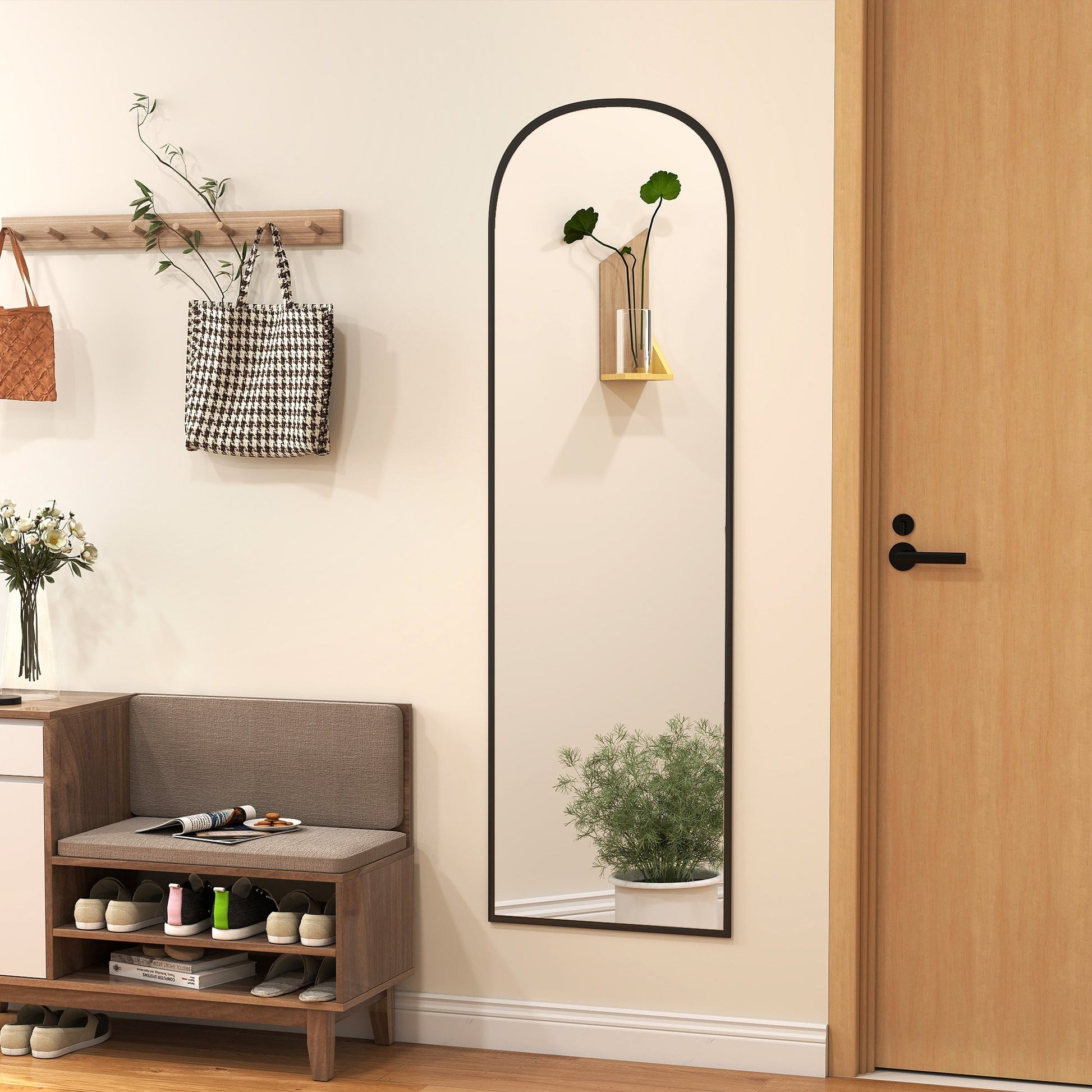 Aluminium Frame Standing Mirror - Black