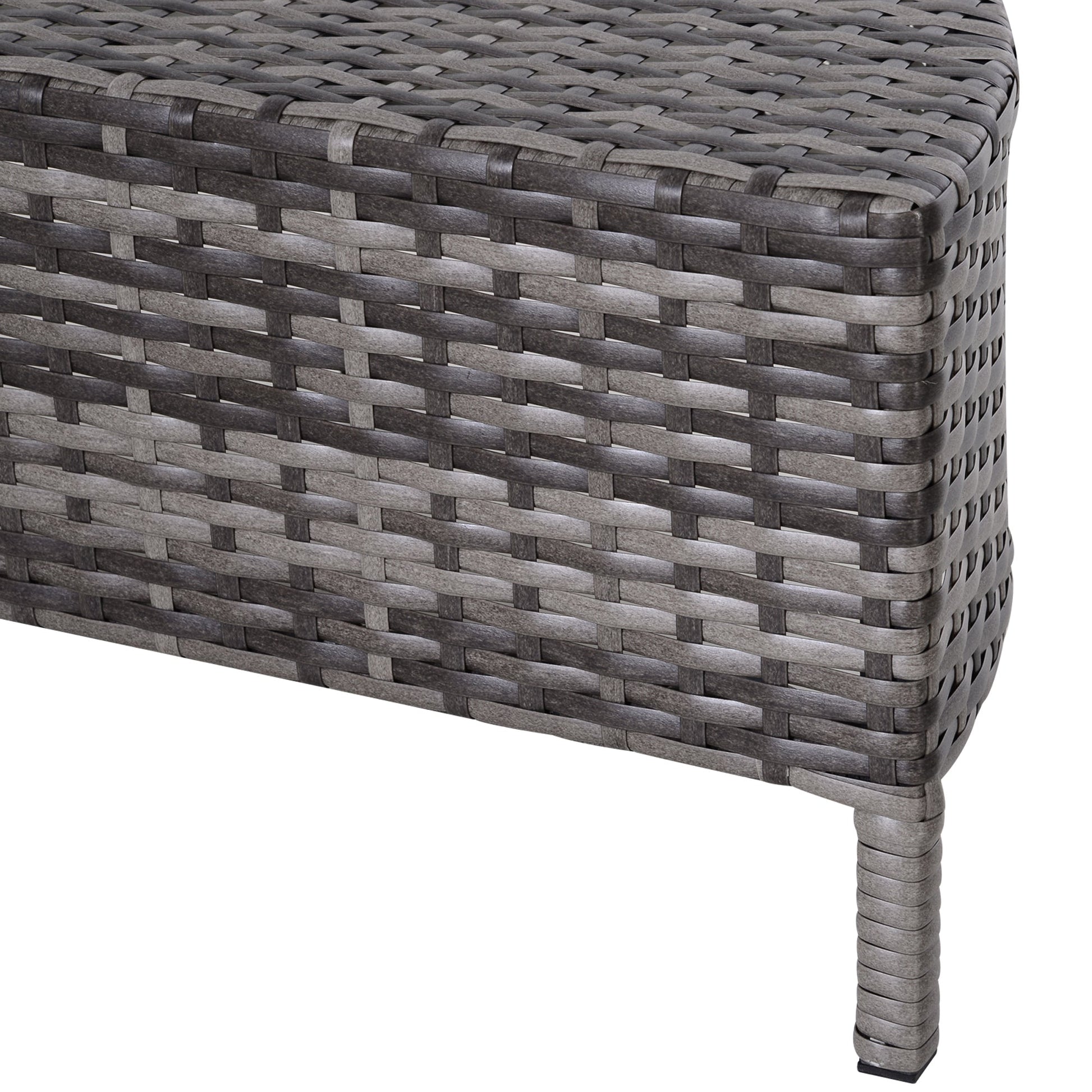 5 Pieces Rattan Garden Furniture Set, 4 Seater Half-Round Garden Sofa Set with Thickened Cushions, Wicker Conservatory Furniture with 4 Chairs, Rattan Coffee Table and Pillows, Grey