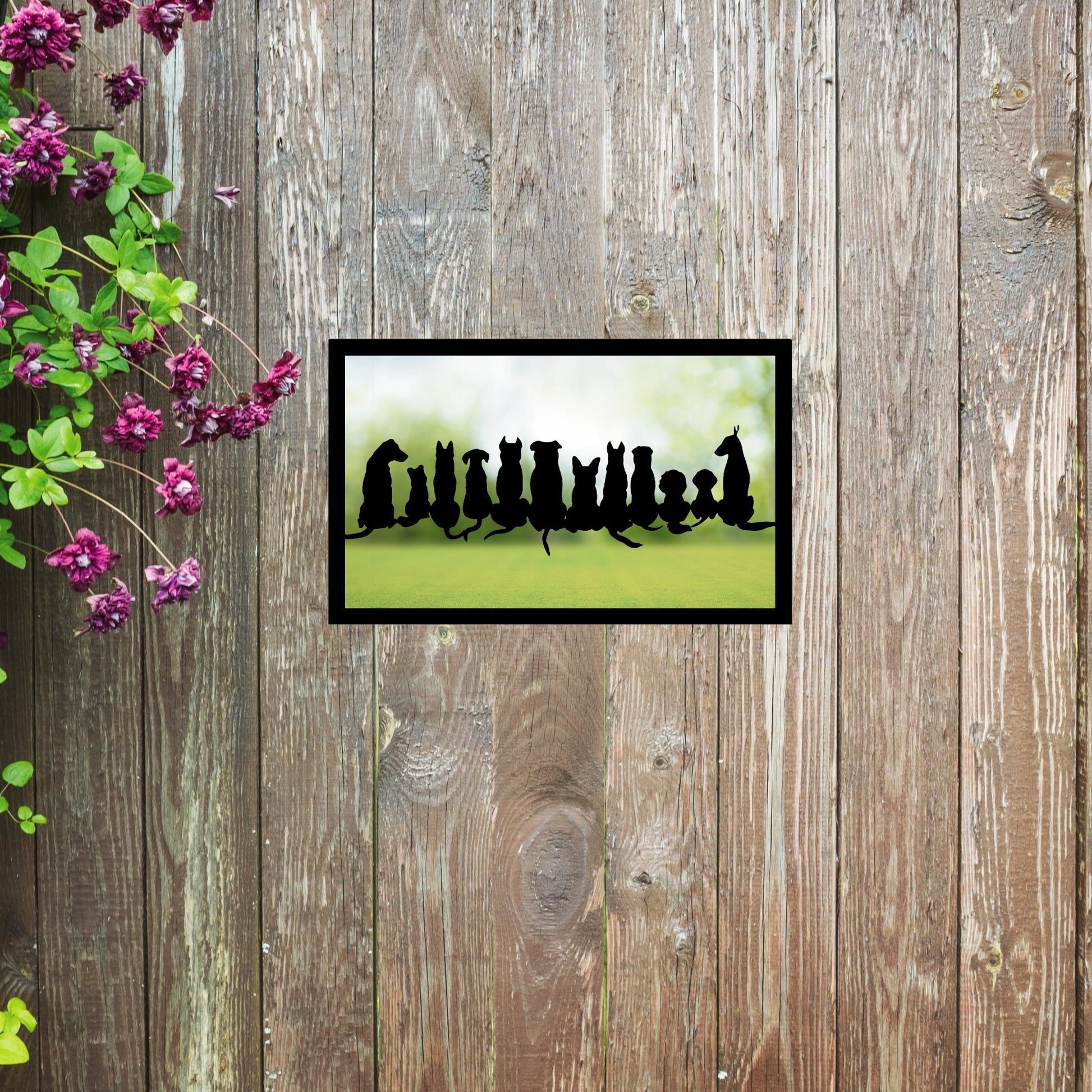Silhouette Dogs Garden Mirror