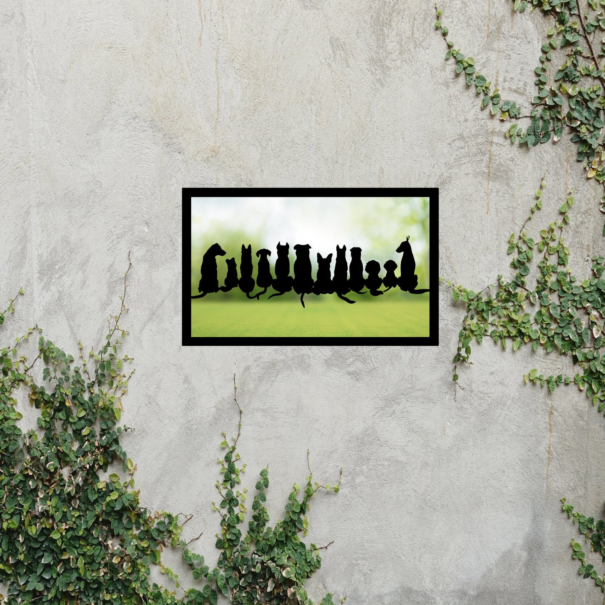 Silhouette Dogs Garden Mirror