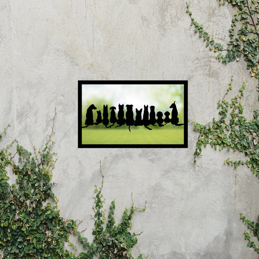 Silhouette Dogs Garden Mirror