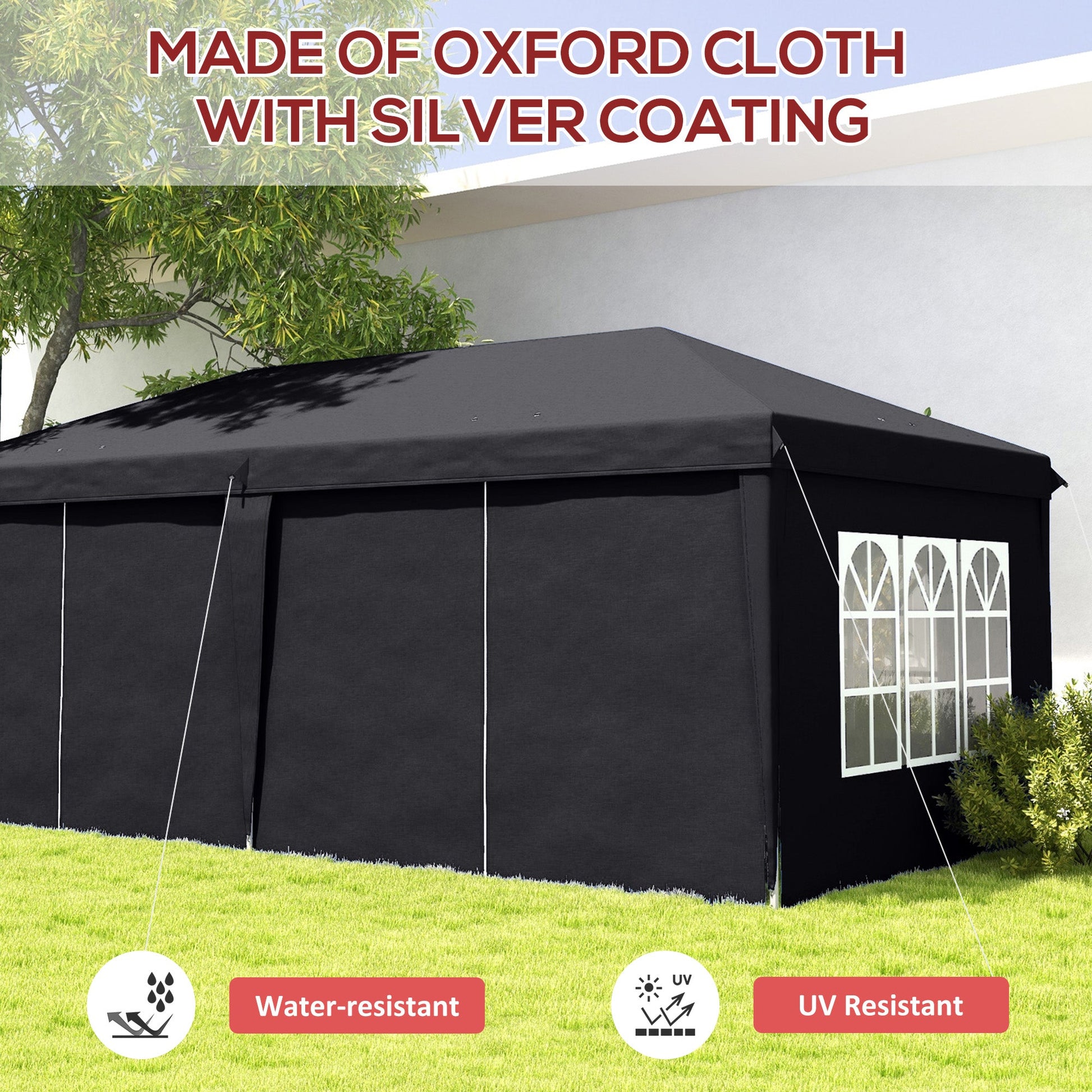 3 x 6m Pop-Up Gazebo, with Curtain Walls and Windows - Grey
