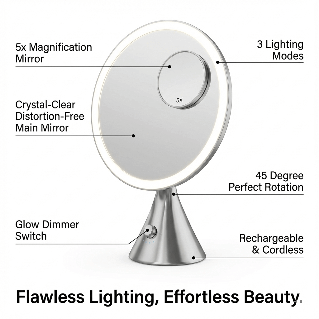 Glam Pro Cosmetic Vanity Mirror in Chrome