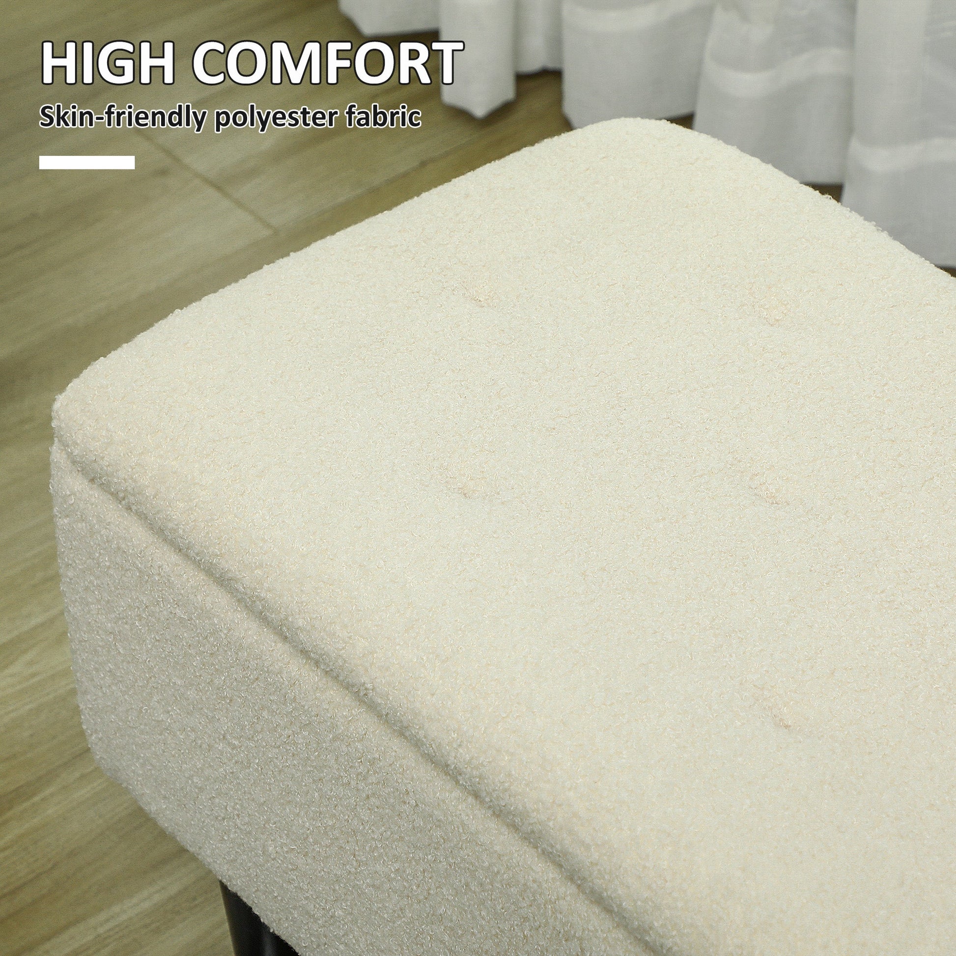 47L Teddy Fleece Storage Ottoman - Cream