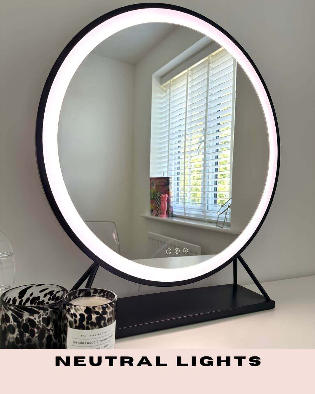 Grace Round Hollywood Mirror Black 60x67cm