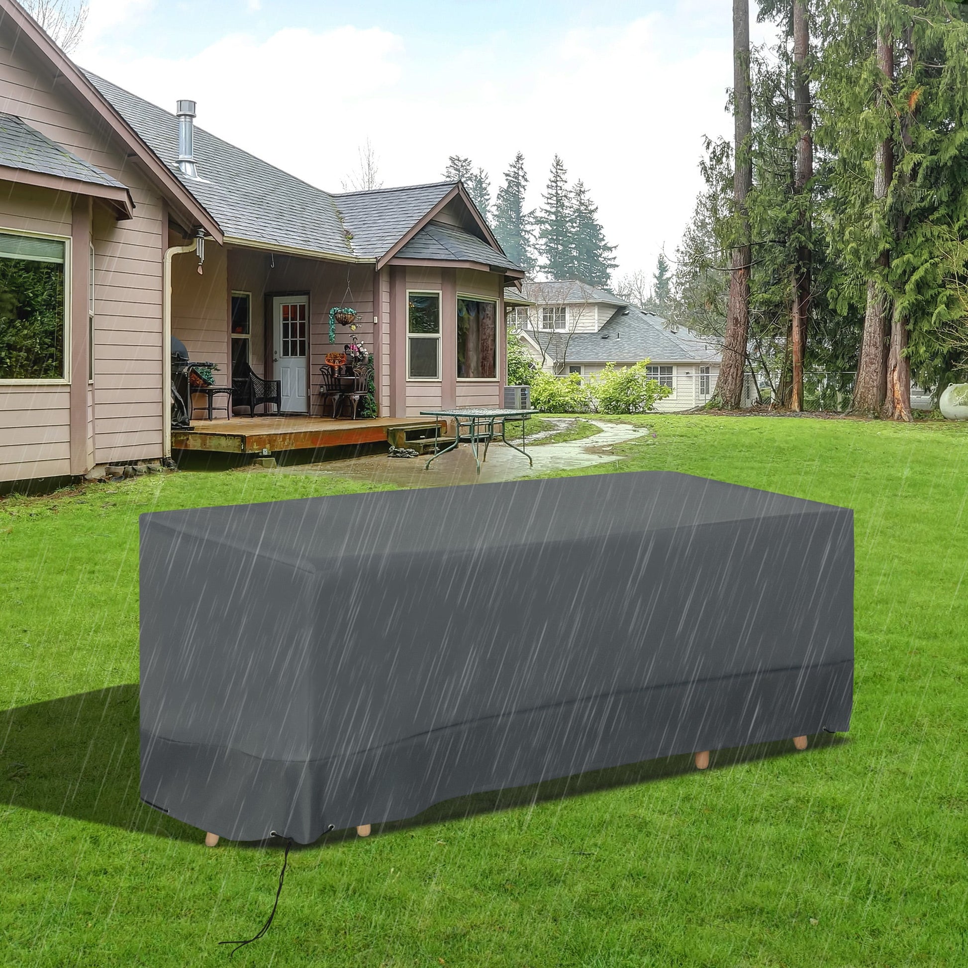 Rectangular Patio Furniture Cover for 3 Seater Sofa Bistro Set, Water UV Resistant Protection 600D Oxford Fabric Rattan Lounge Clean Cover, 190 x 72 x 76cm