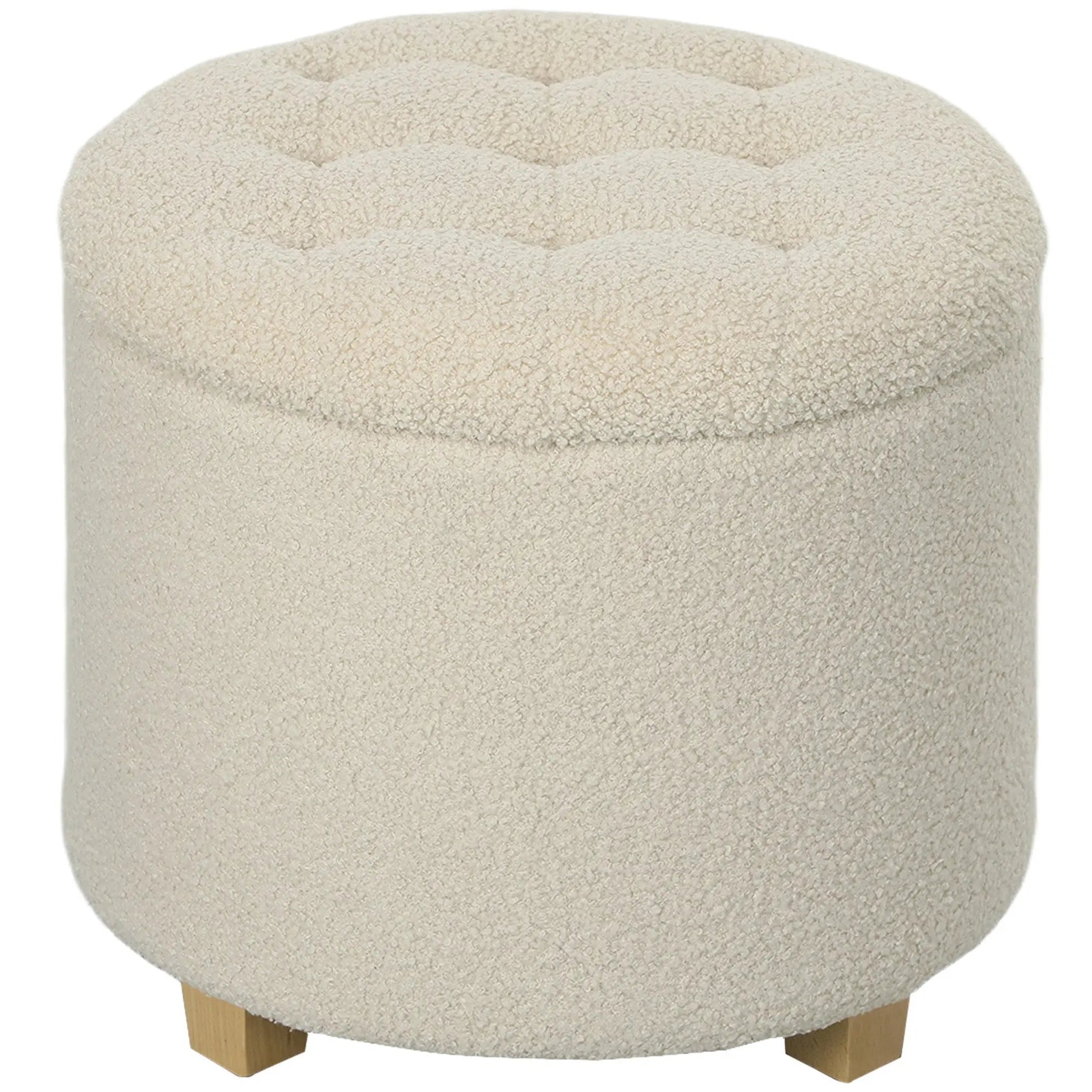 31.8L Teddy Fleece Storage Ottoman - Cream White
