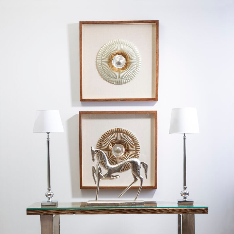 Framed Silver Round Carving Wall Art | Nason