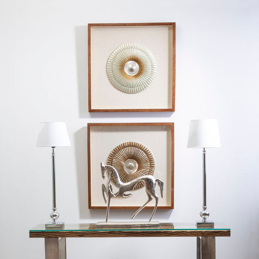 Framed Silver Round Carving Wall Art | Nason