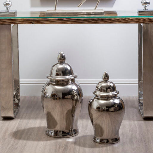 Large Ceramic Silver Jar | Kensington Townhouse