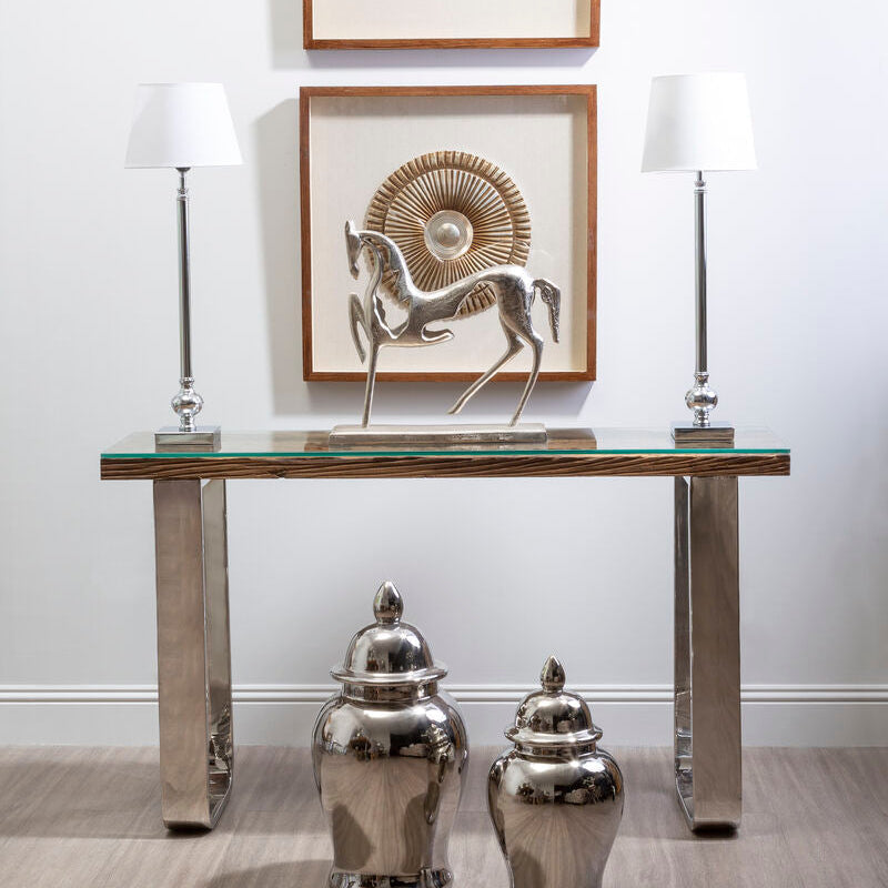 Kerala Natural Recycled Wood Console Table with Curved Legs
