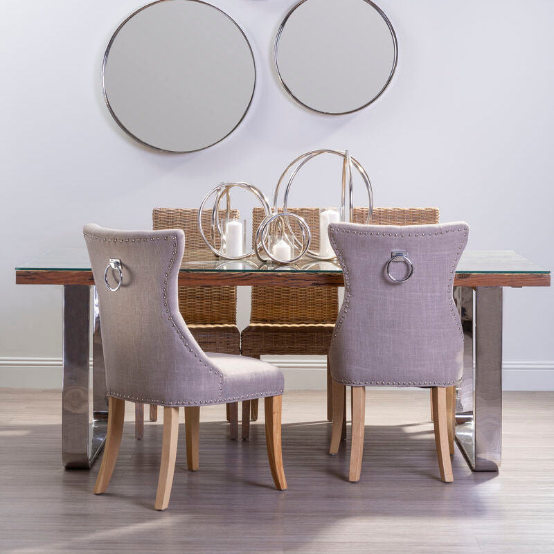 Regents Park Mink Linen Button Tufted Dining Chair