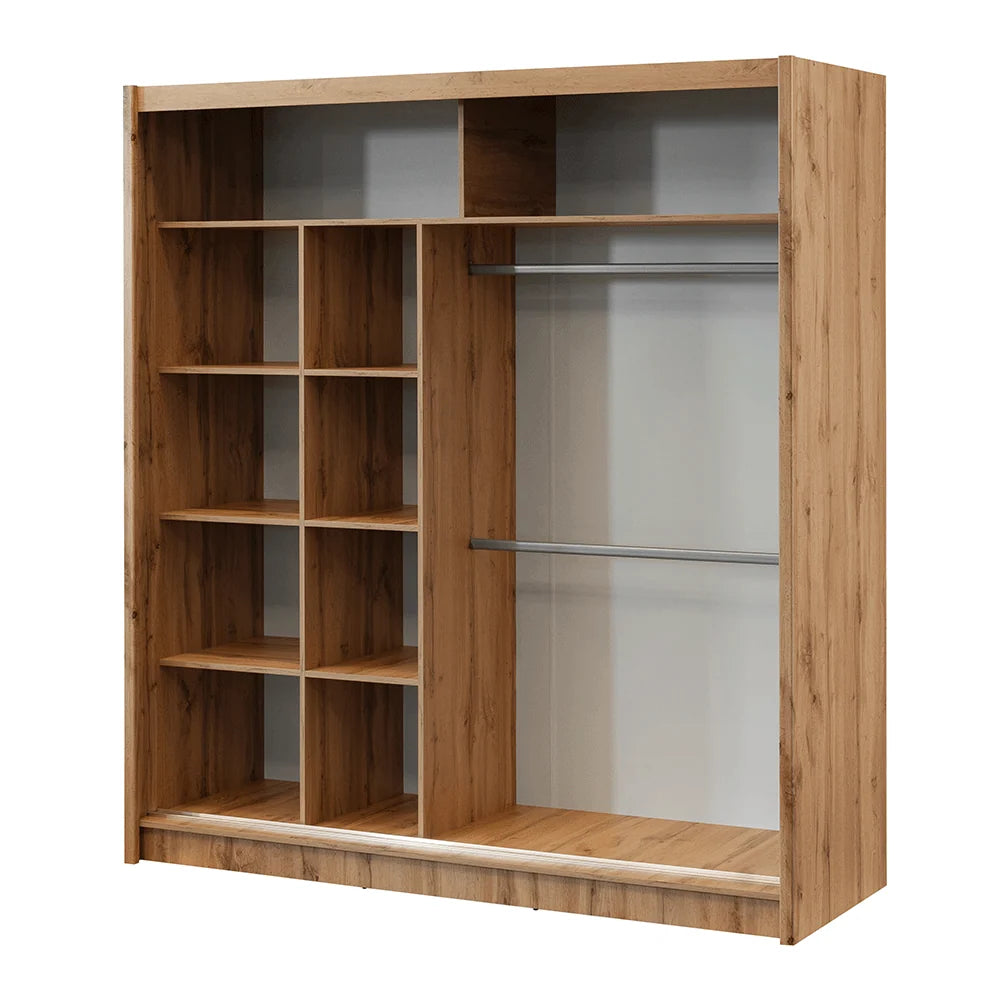 Wardrobe LONDON 203 Oak Wotan / Black + Mirror
