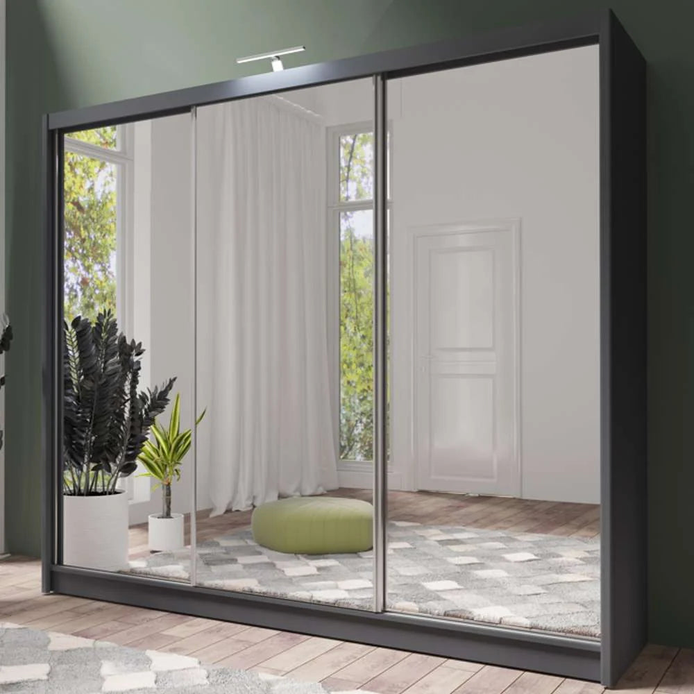 PARIS LUX 250cm Sliding Door Wardrobe Graphite