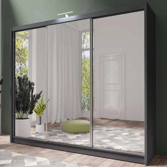 PARIS LUX 250cm Sliding Door Wardrobe Graphite
