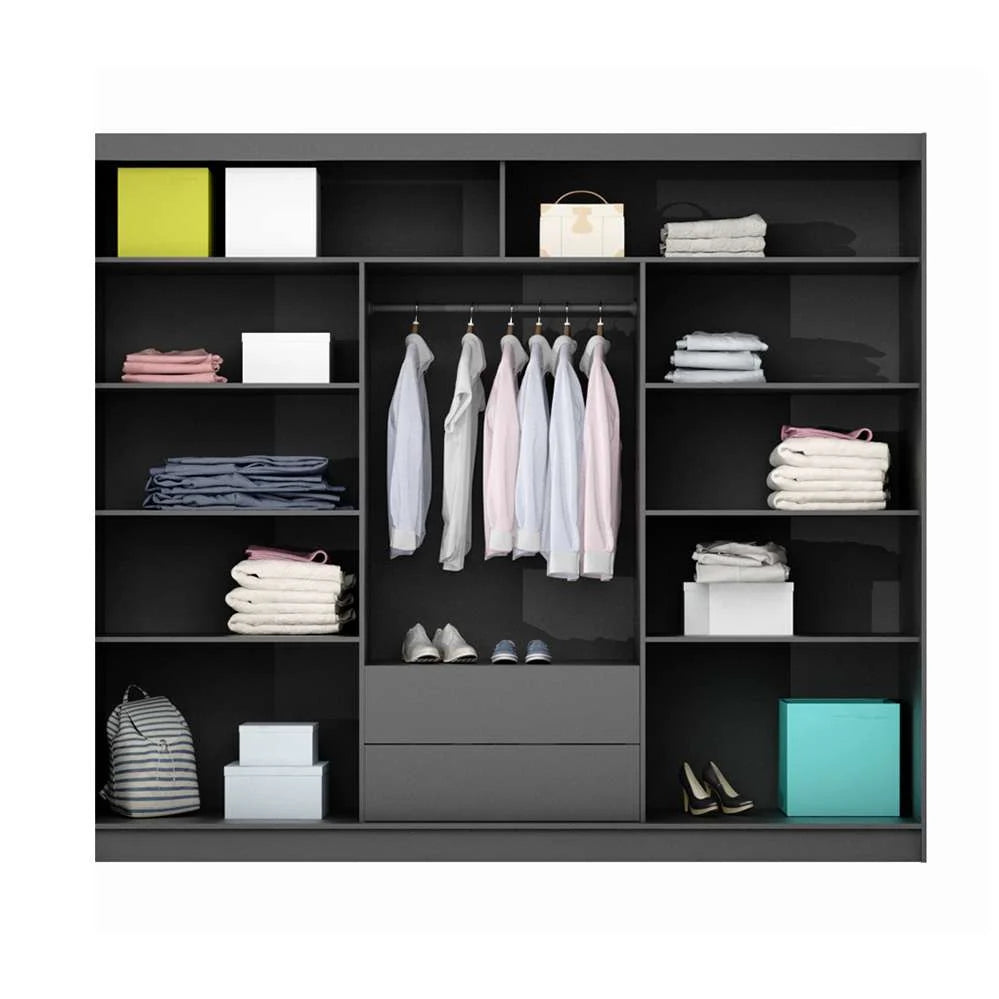 PARIS LUX 250cm Sliding Door Wardrobe Graphite
