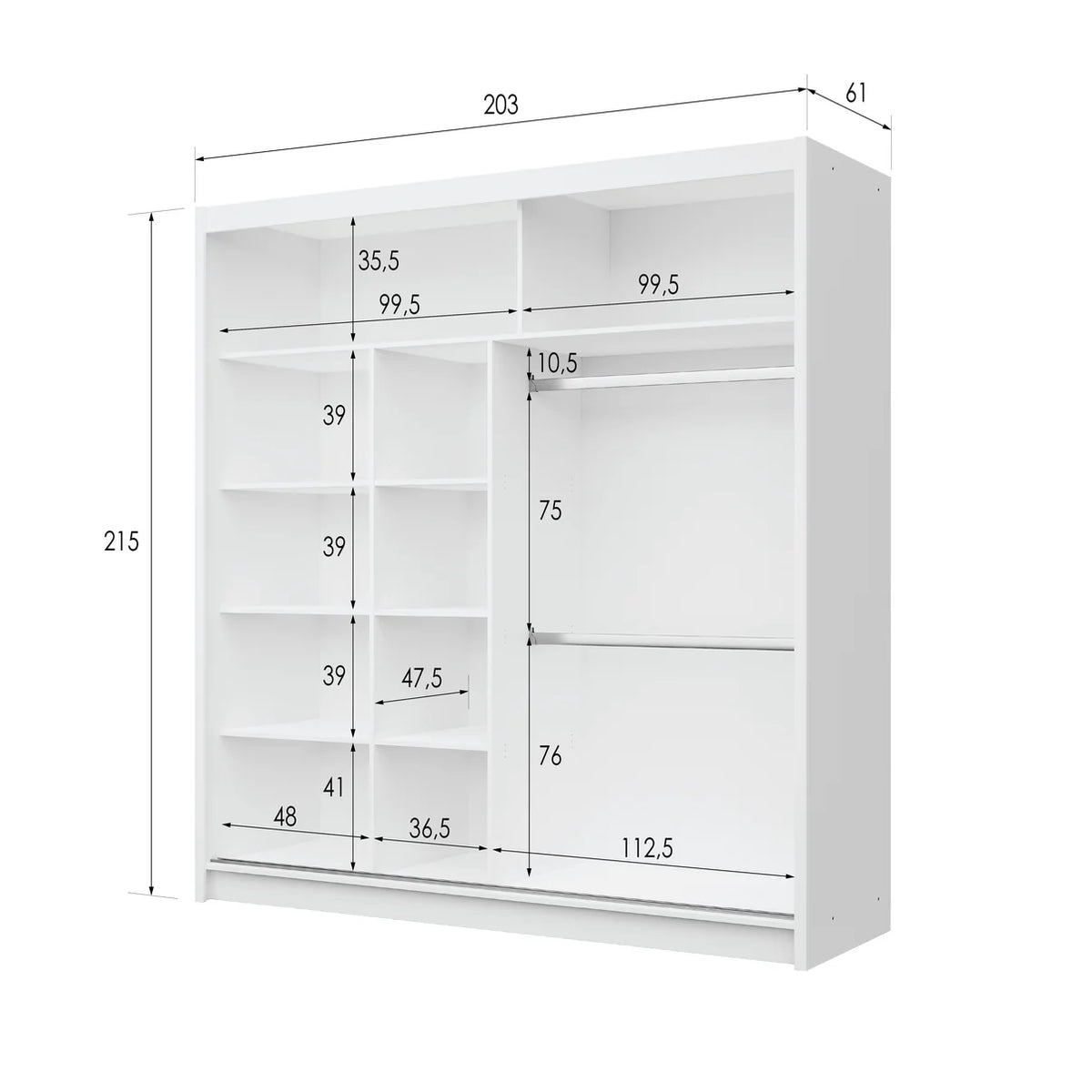 BRANDON 203 Wardrobe White White