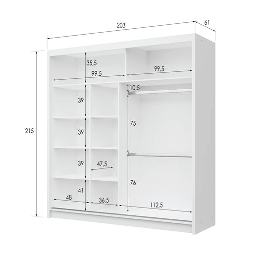 BRANDON 203 Wardrobe White White