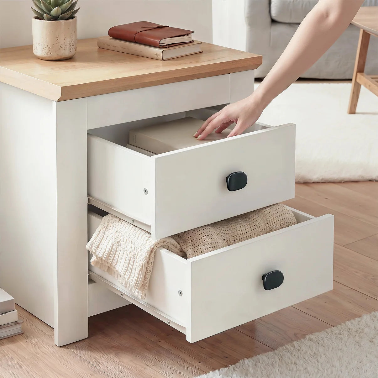 Bedside Table Milford 2D - White