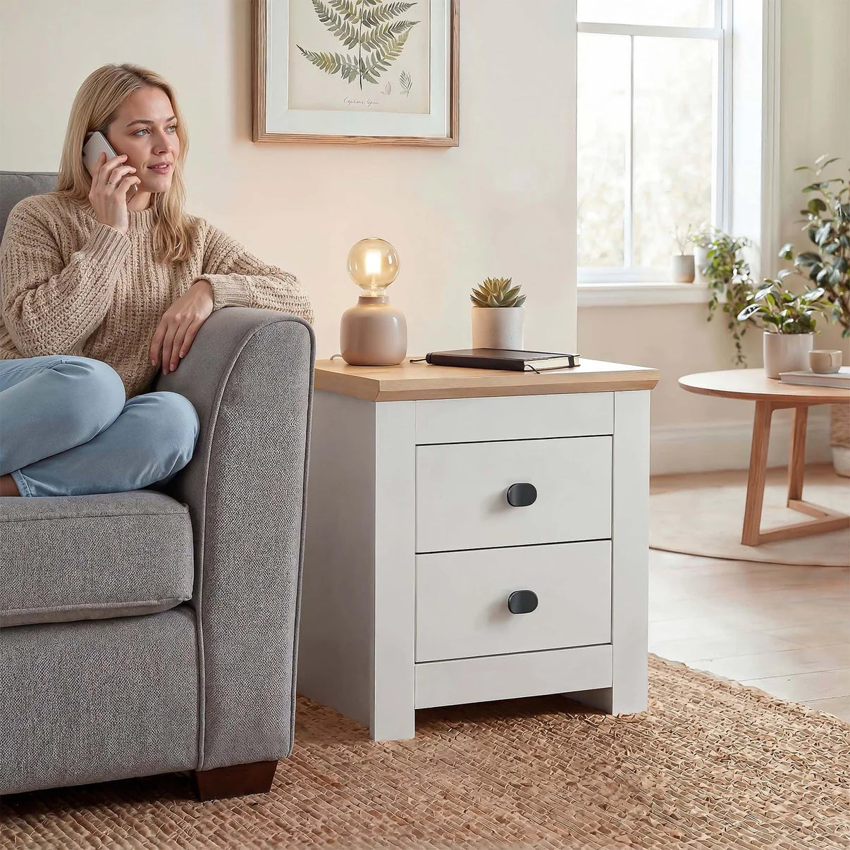 Bedside Table Milford 2D - White