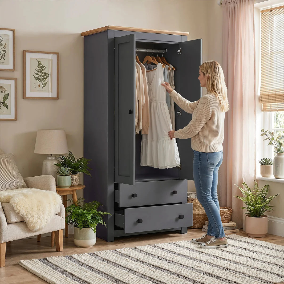 Wardrobe Milford 2DR/2D-80 - Graphite