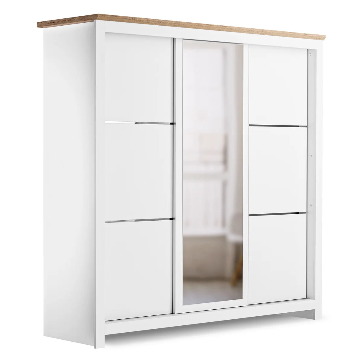 Sliding Wardrobe Milford 3DRM-180 with Mirror - White