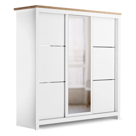 Sliding Wardrobe Milford 3DRM-180 with Mirror - White