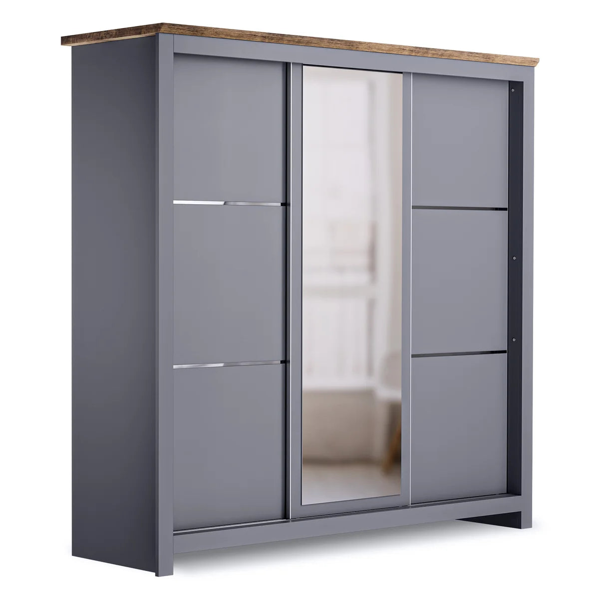 Sliding Wardrobe Milford 3DRM-180 with Mirror - Graphite