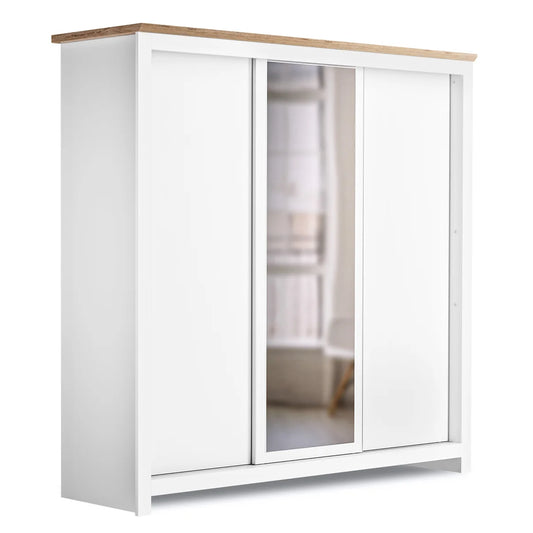 Sliding Wardrobe Milford 3DRM-180 with Mirror - White