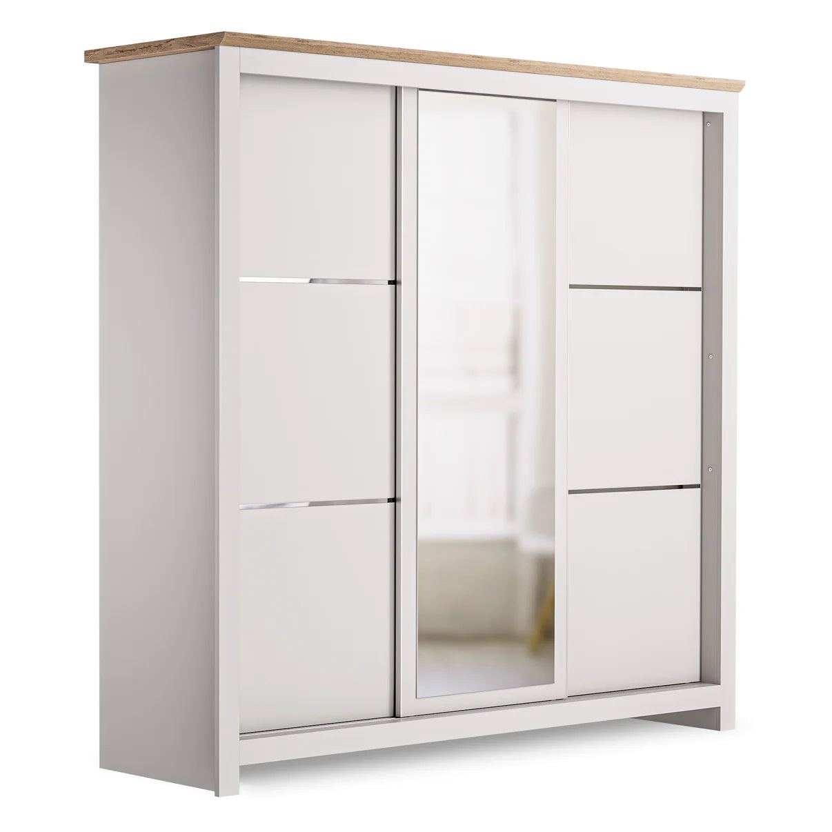 Sliding Wardrobe Milford 3DRM-180 with Mirror - Cashmere