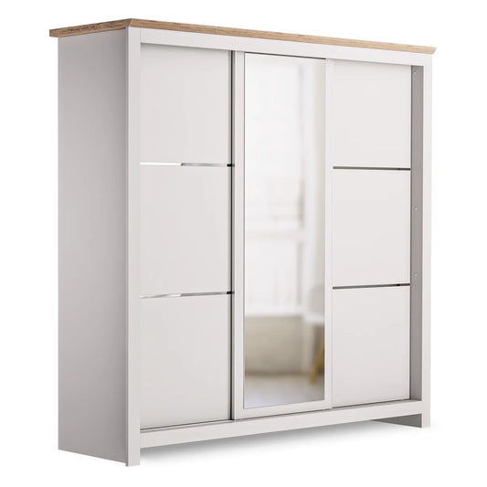 Sliding Wardrobe Milford 3DRM-180 with Mirror - Cashmere