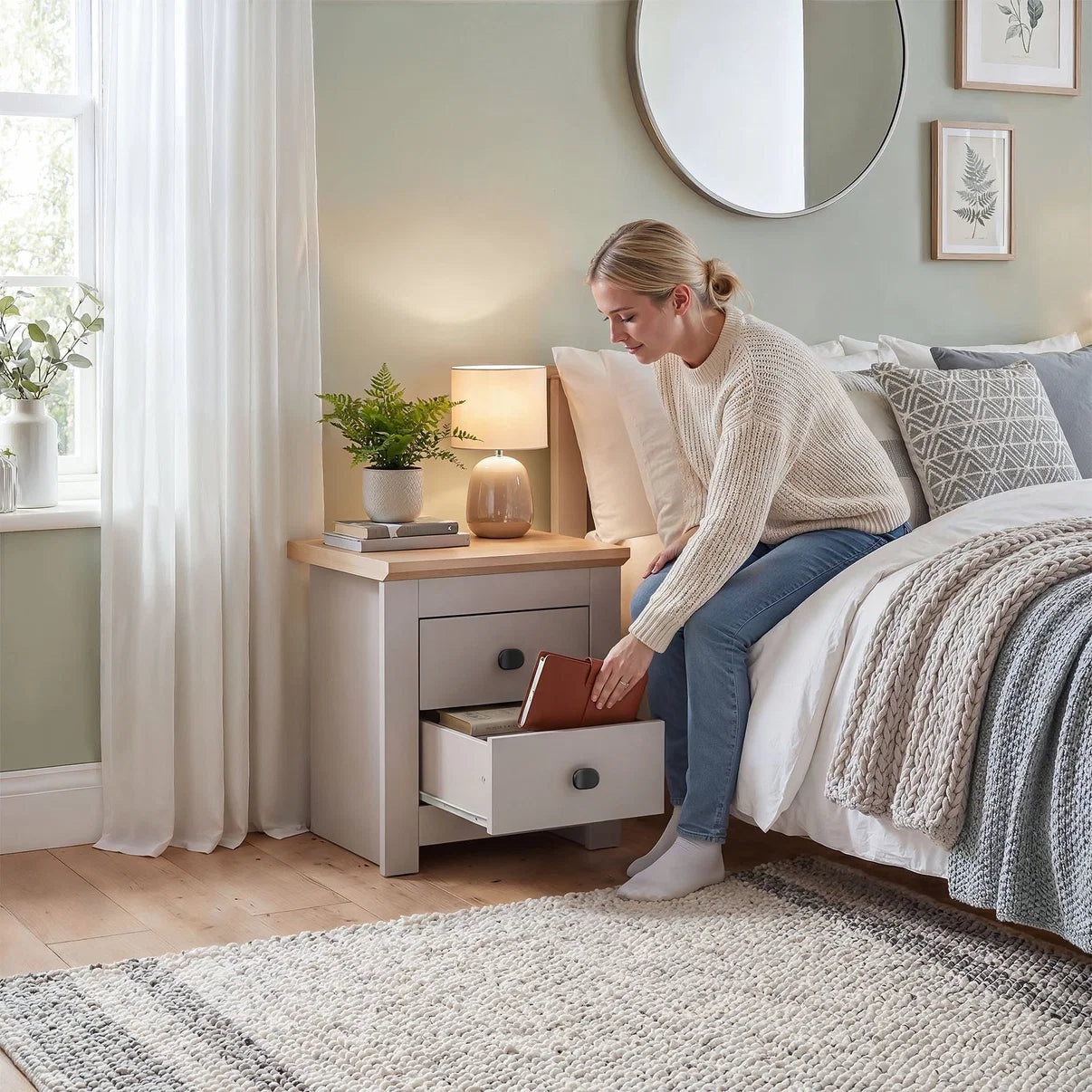 Bedside Table Milford 2D - Cashmere