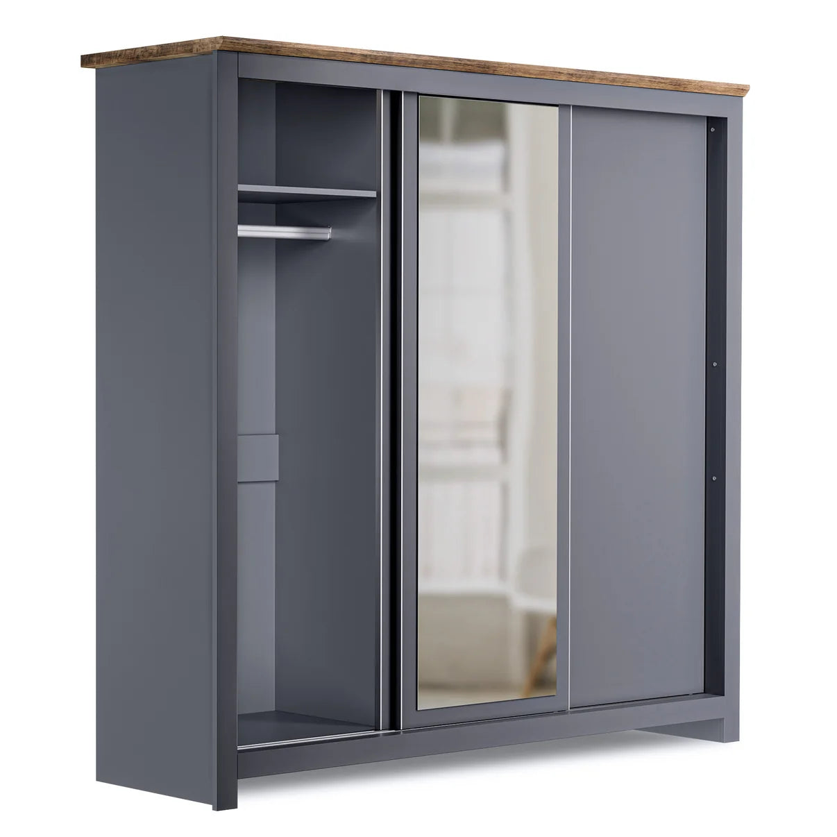 Sliding Wardrobe Milford 3DRM-180 with Mirror - Graphite