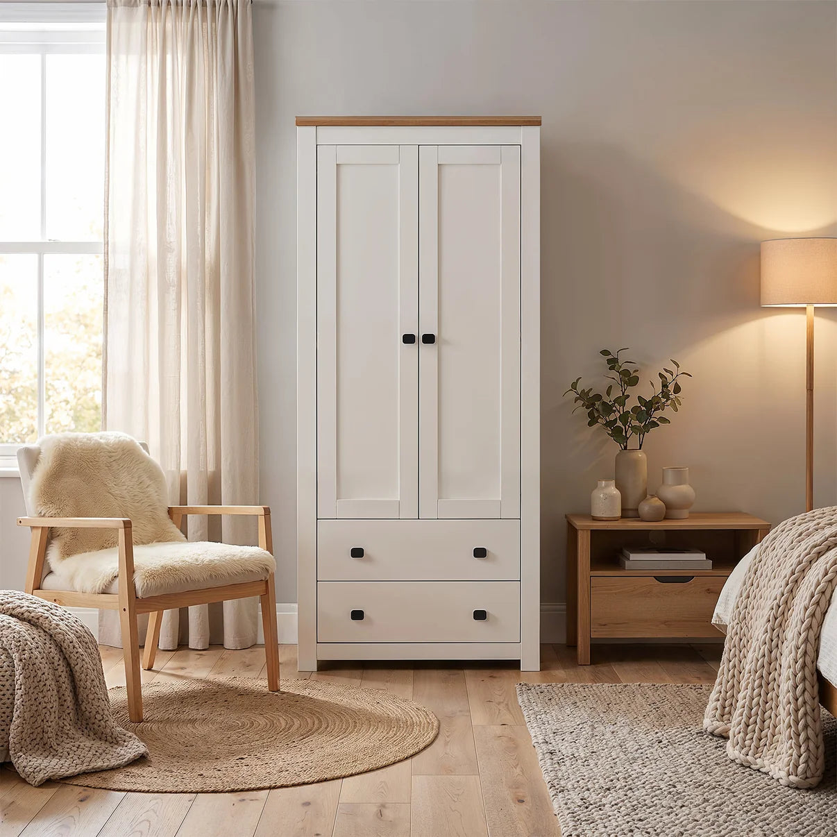 Wardrobe Milford 2DR2D-80 - White