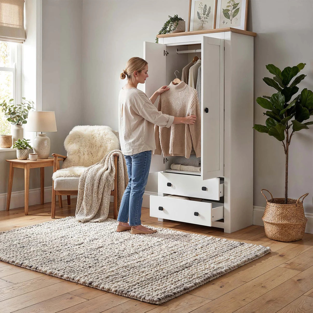 Wardrobe Milford 2DR2D-80 - White