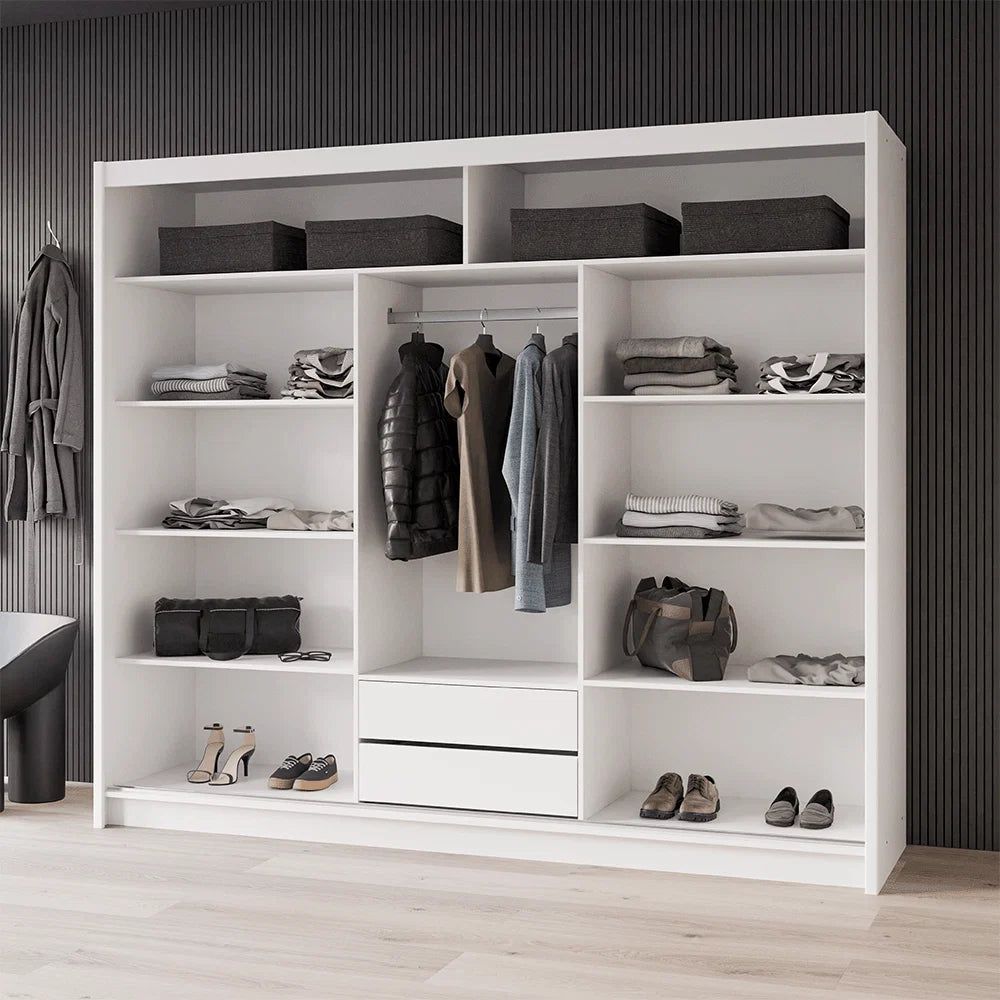 PRESTON 250cm Sliding Door Wardrobe Grey Glass