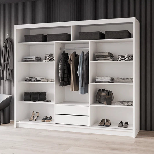 PRESTON 250cm Sliding Door Wardrobe Grey Glass