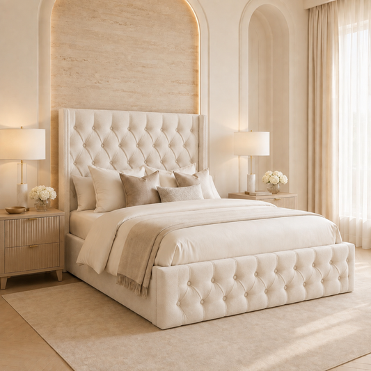 Tudor Straight Winged Upholstered Bed Frame